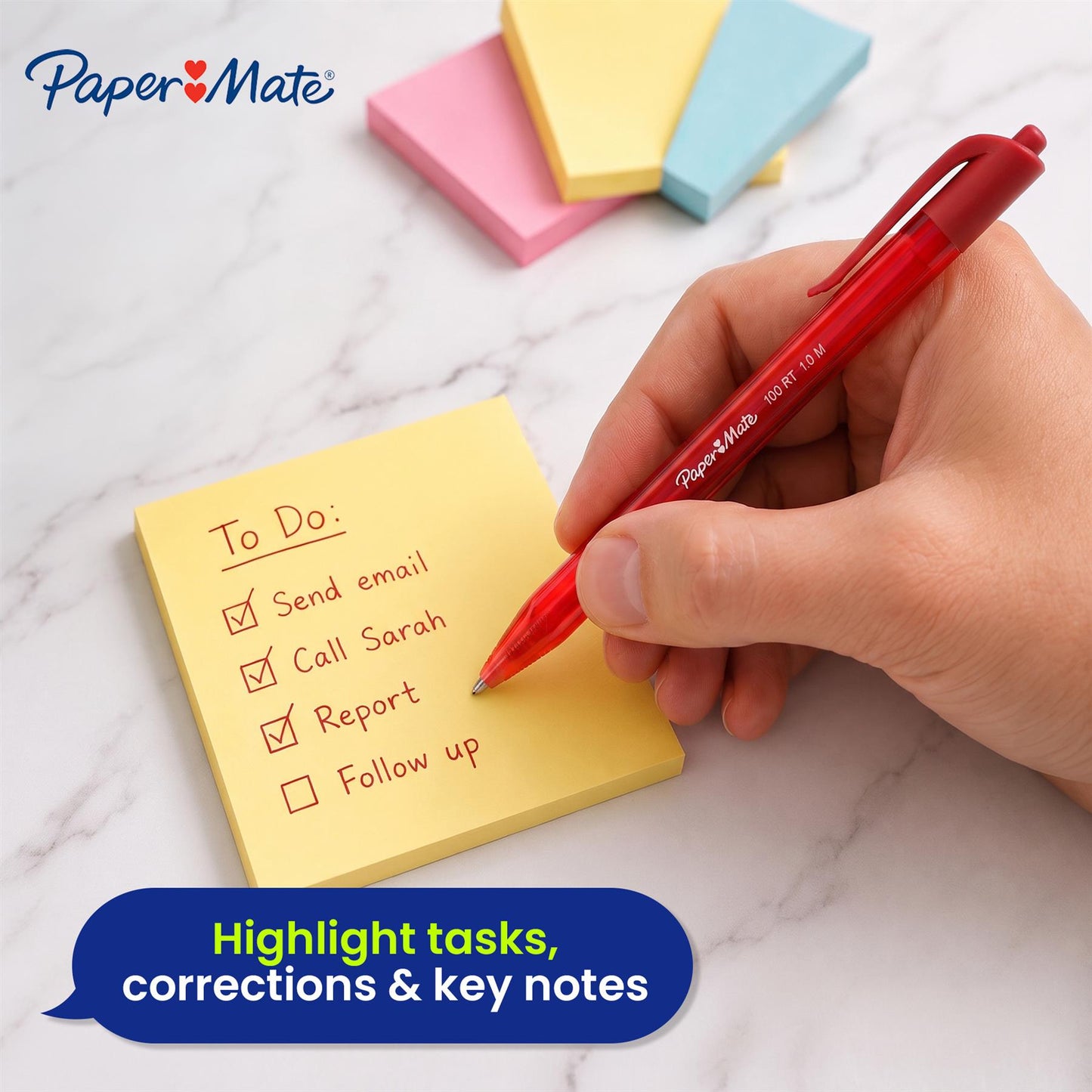 Paper Mate InkJoy Red Pen - 0.5mm Retractable Ballpoint Pen for Notes & Planners