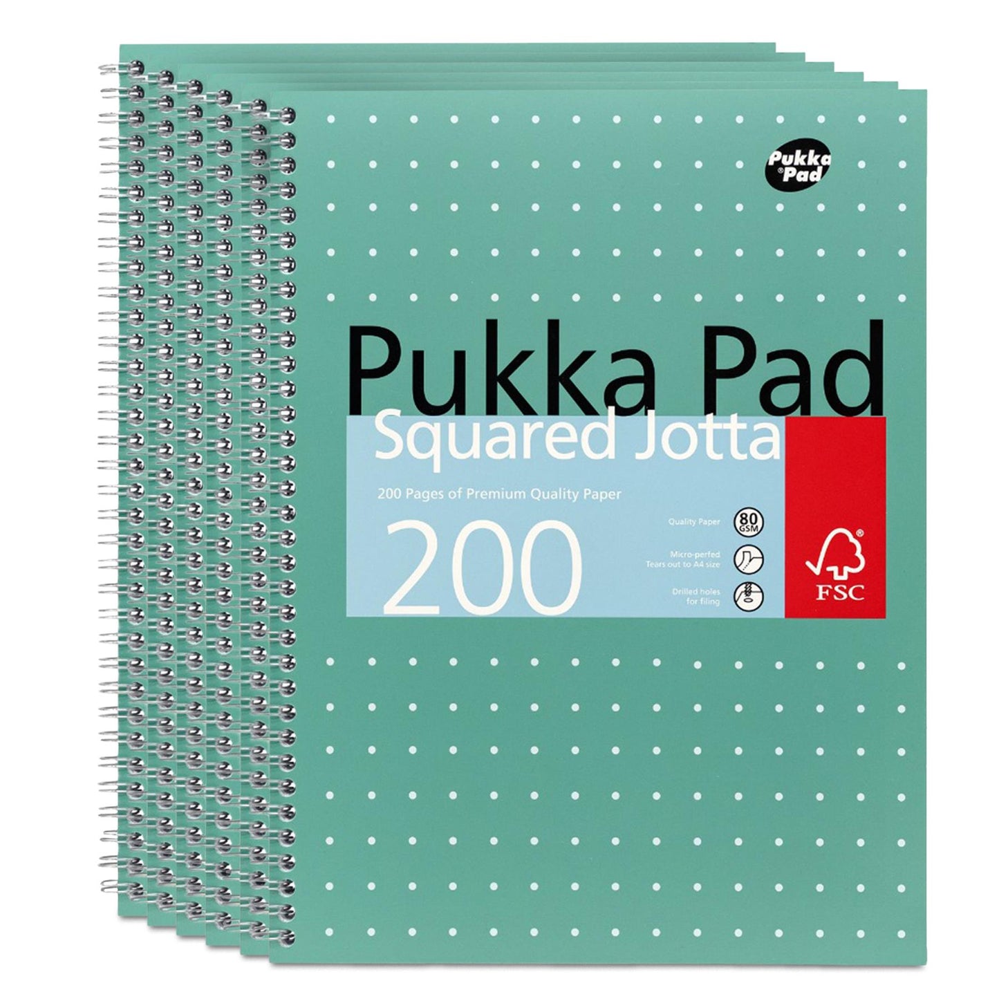 6x Pukka Pad A4 Metallic Squared & Lined Notebooks 200 Pages 80GSM Wirebound