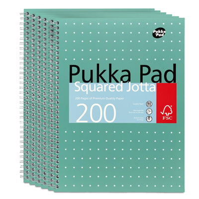 6x Pukka Pad A4 Metallic Squared & Lined Notebooks 200 Pages 80GSM Wirebound