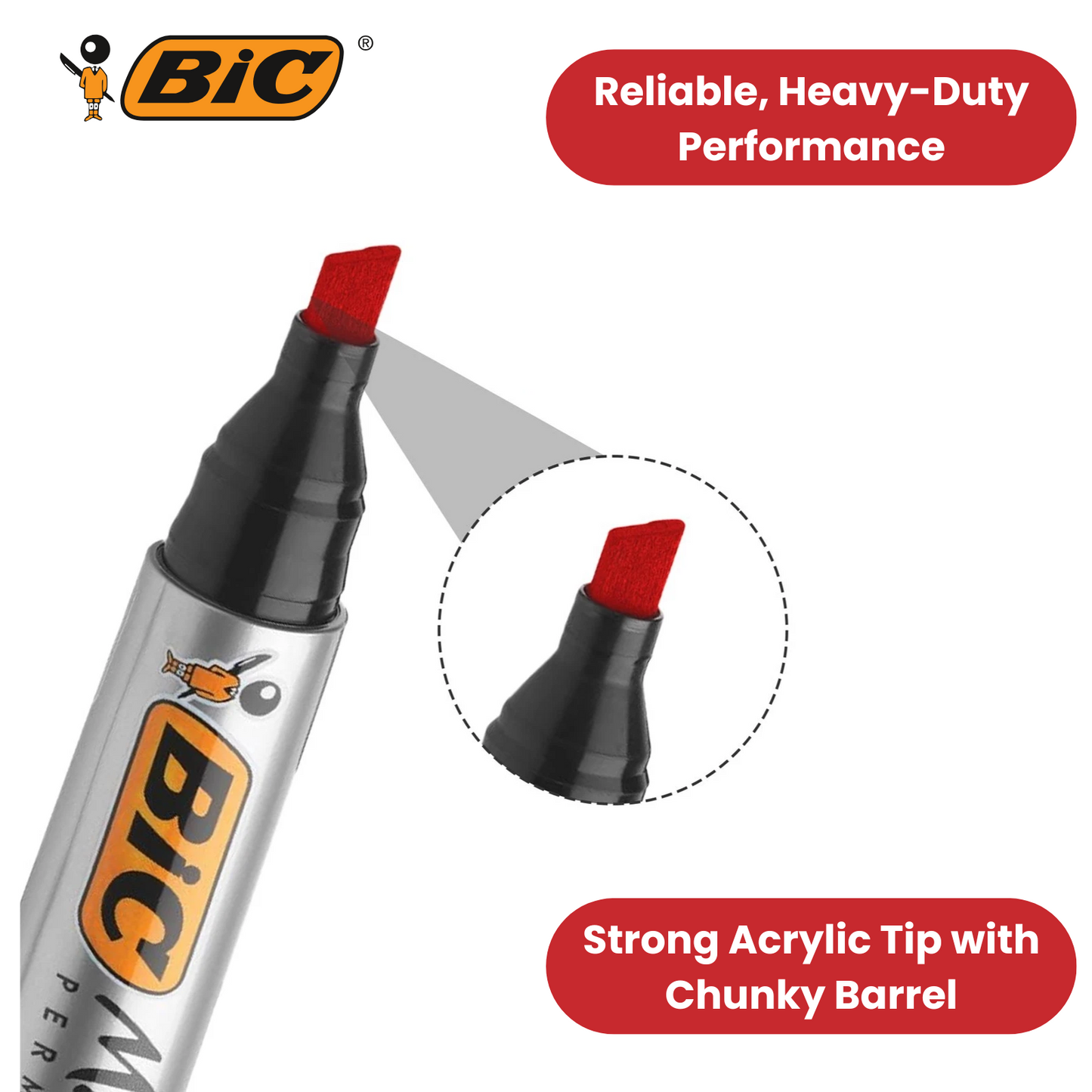 BIC Marking 2300 ECOlutions Permanent Chisel Tip Markers Red - Box of 12