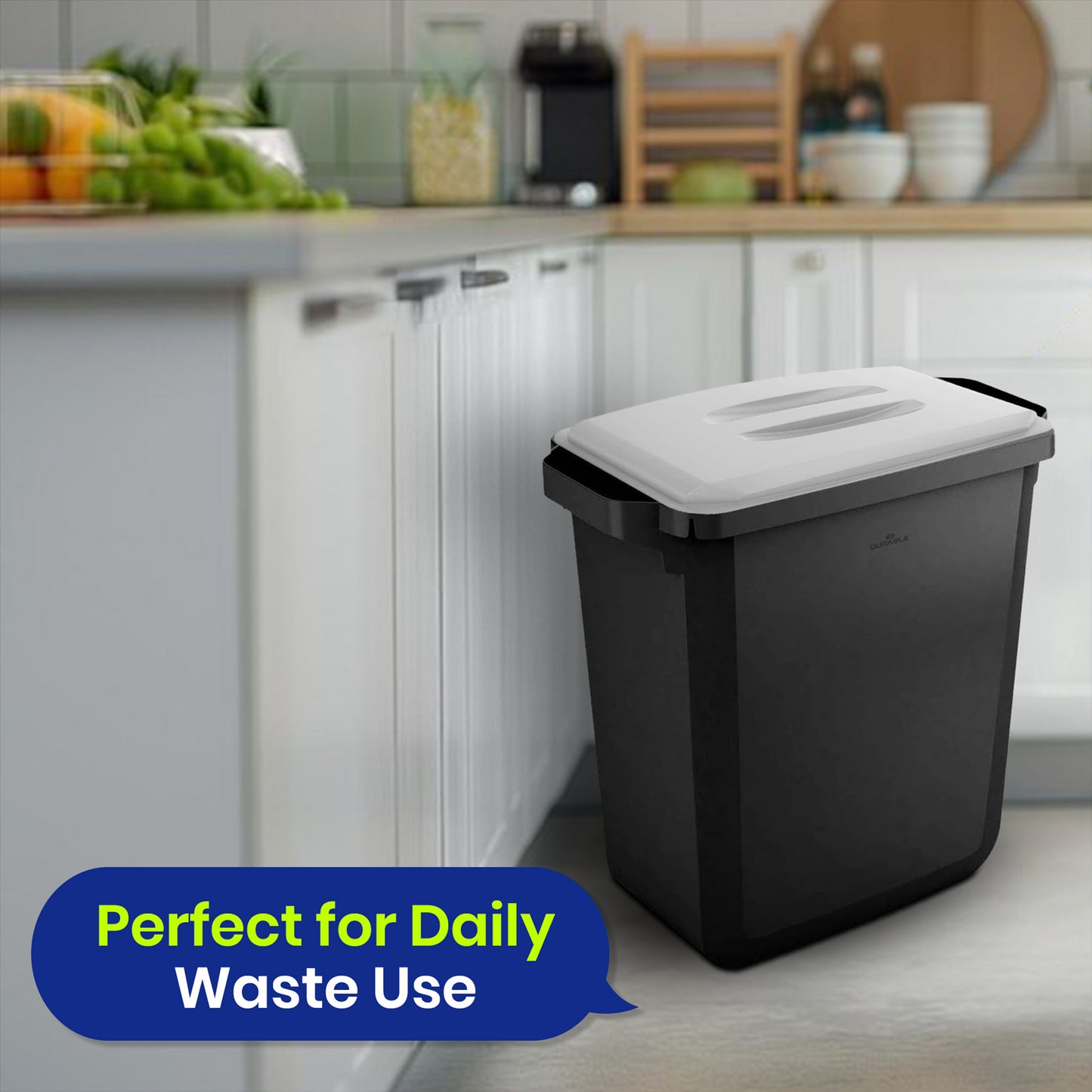 DURABIN 60L Black Bin Set and Grey Lid and 25x 110L Recycled Bin Bags