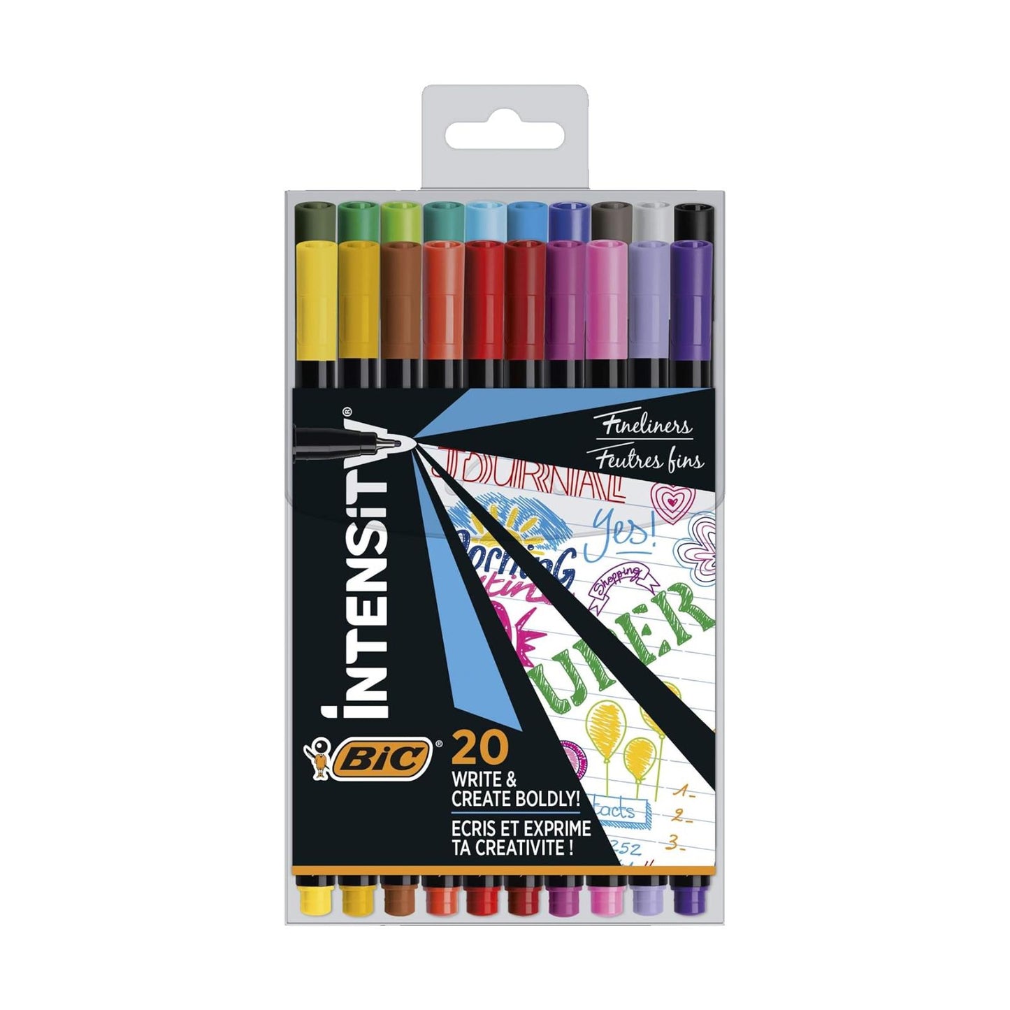 Bic Intensity Fine Tip Pens - Assorted Colours - Pack of 20