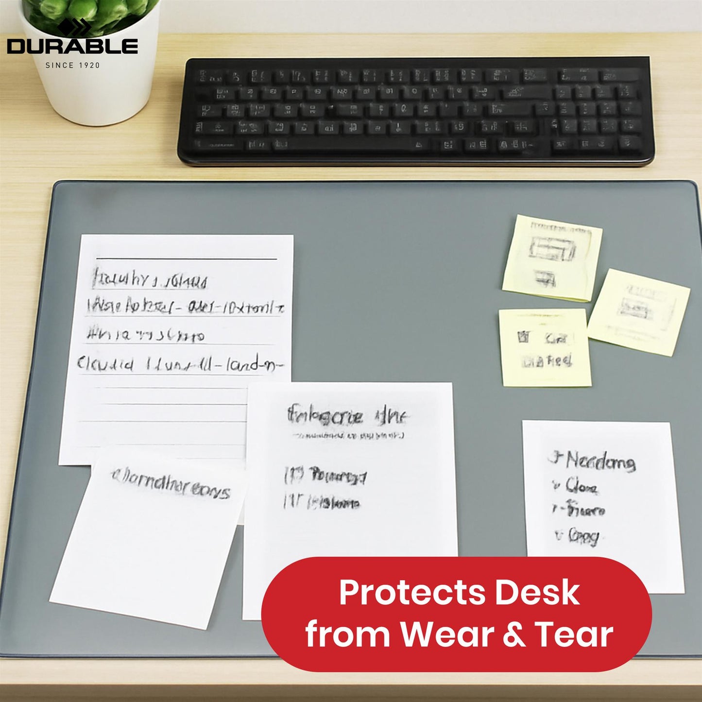 Durable Grey Desk Mat - PVC Non Slip Desk Cover, Transparent Overlay Laptop Mat for Office & School