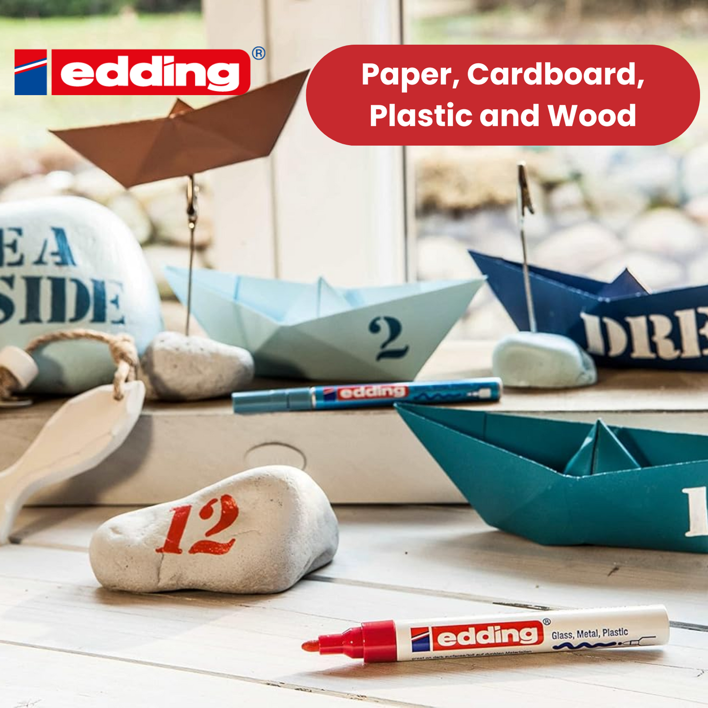 Edding 750 Paint Marker Pack of 1 Opaque Red Low Odour Ink 2-4mm Bullet Tip