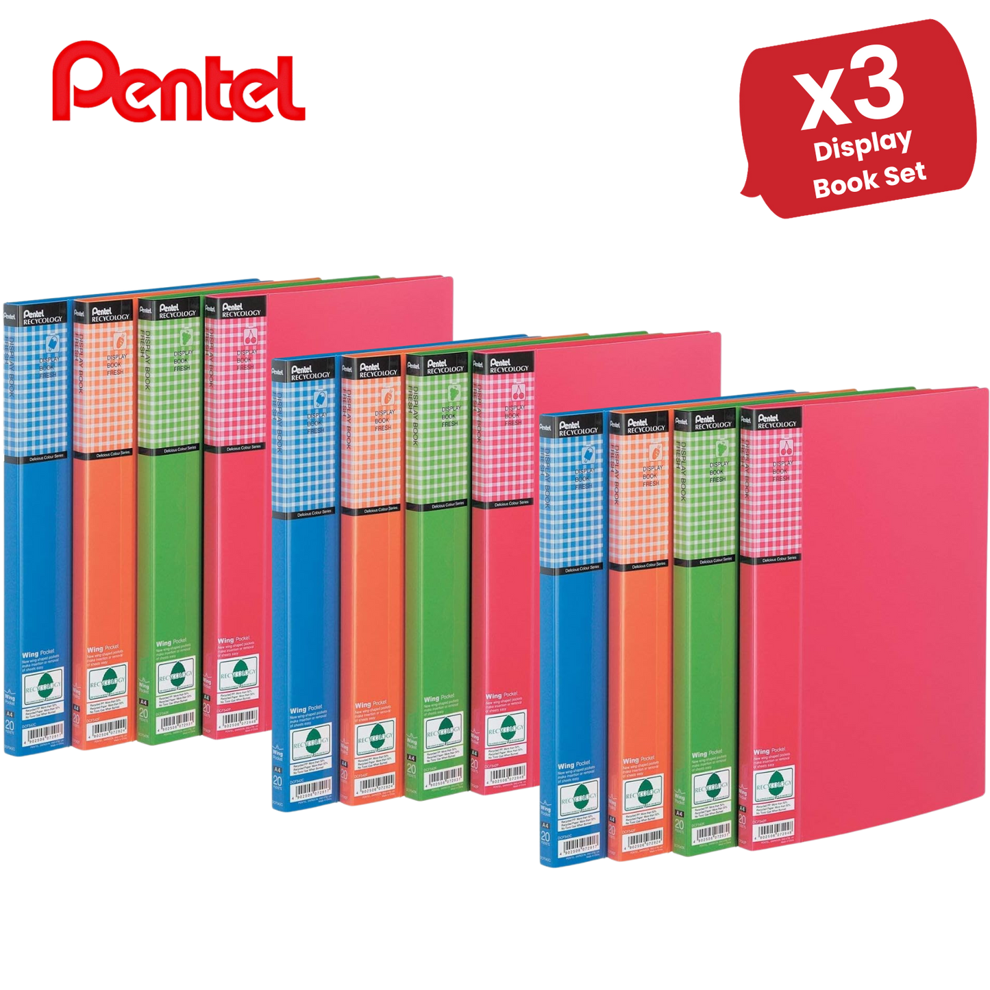 PENTEL RECYC FRESH FILES ASST - Pack of 4 - 1 to 5 Packs