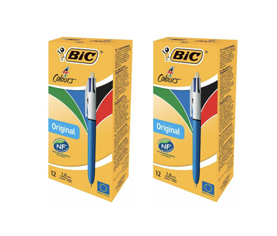 Bic 4-Colours Original Medium Ballpoint Pen 1.0mm Tip - Pack of 24