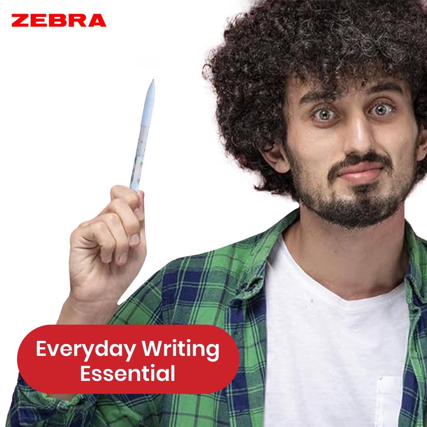 Zebra Z-Grip Ballpoint Pens Pastel Blue Marble Retractable Pens, 3 Pcs Black Ink Biros for School