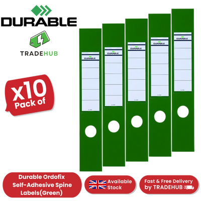 Durable Ordofix Self-Adhesive Spine Labels - Green - Pack of 10 - 60 mm - 1 to 5