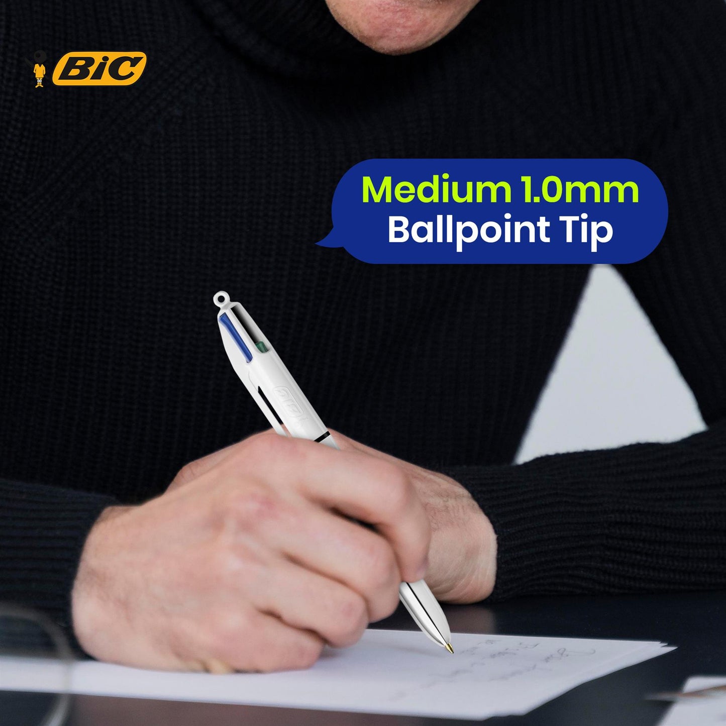 BIC 4 Colours Shine Ballpoint Pens Pack of 3 with Medium 1.0mm Tip and Multicolour Retractable Ink