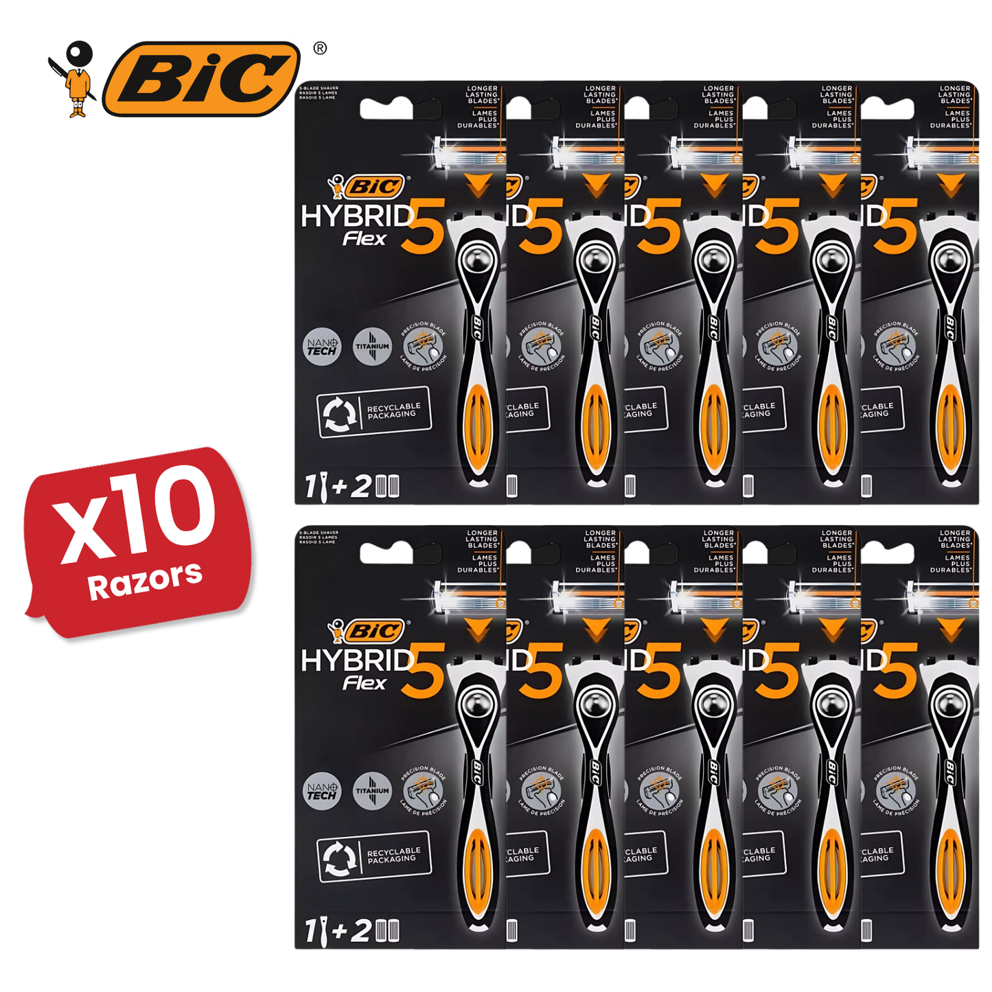 BIC Hybrid 5 Flex - 1 Handle + 2 Blades