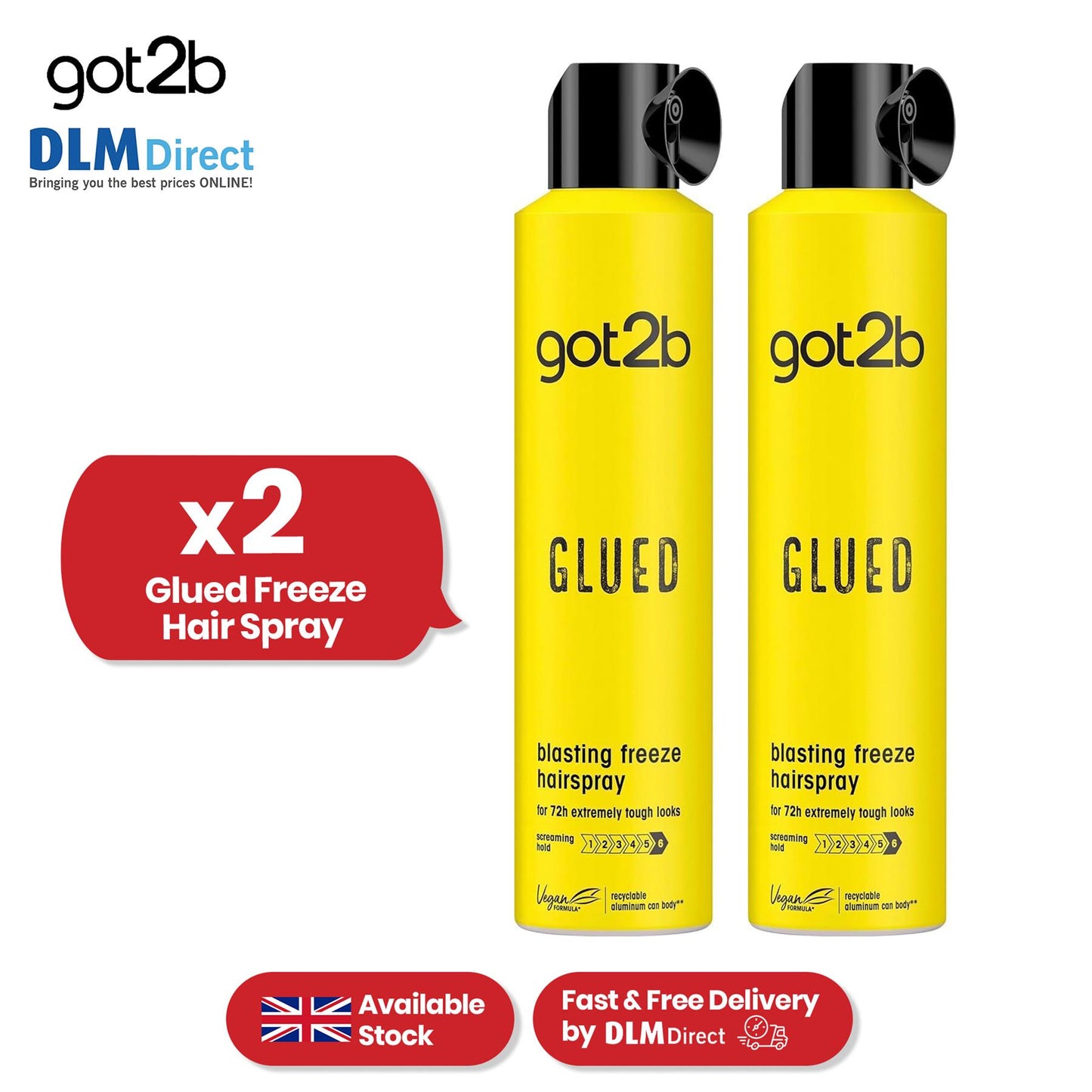 Got2b Glued Freeze Hairspray - Up To 72 hrs Setting Spray, 300 ml Hair Spray for Men & Women
