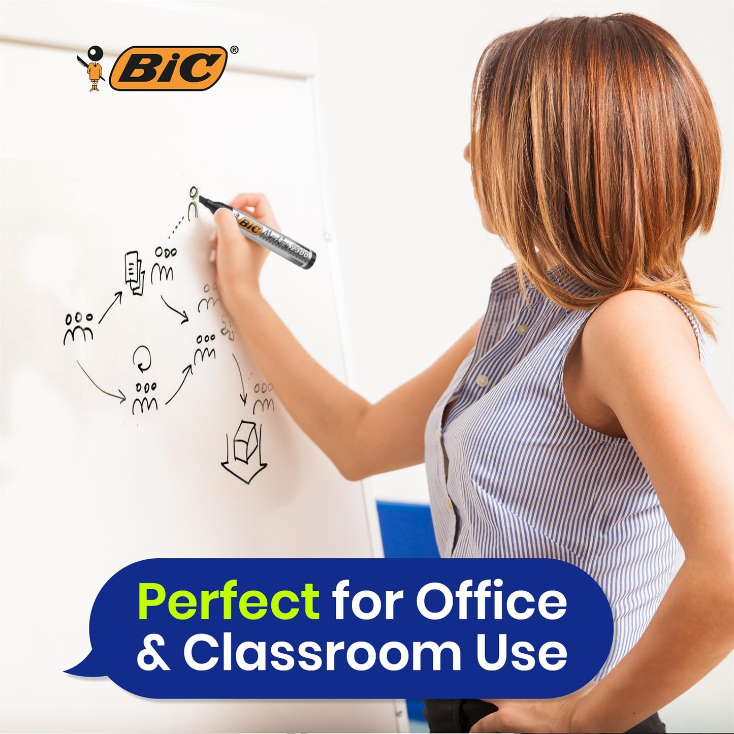Bic 2300 Permanent Black Bullet Tip Marker - 3 Single Pens