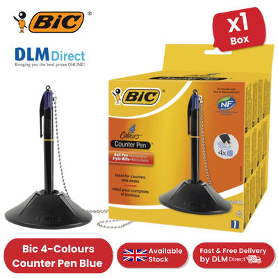 BIC 4 Colours Counter Pen Ballpoint Pen Blue 1 Box
