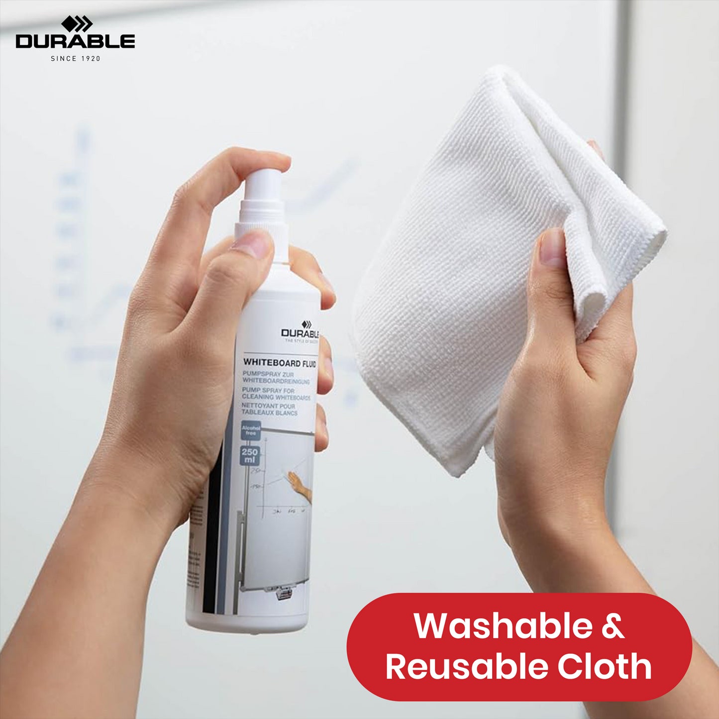 Durable Whiteboard Cleaner Kit - 250 ml White Board Cleaning Spray Microfiber Cloth for Whiteboards