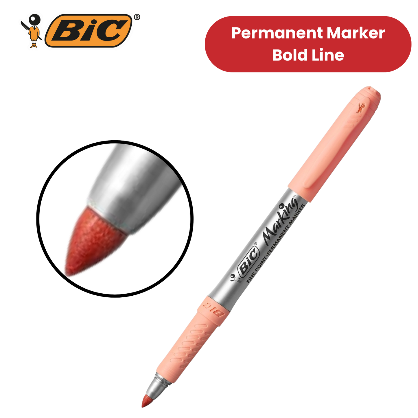 BIC Marking Permanent Markers Fine Tip Assorted Intense & Pastel Colours 12 Pack