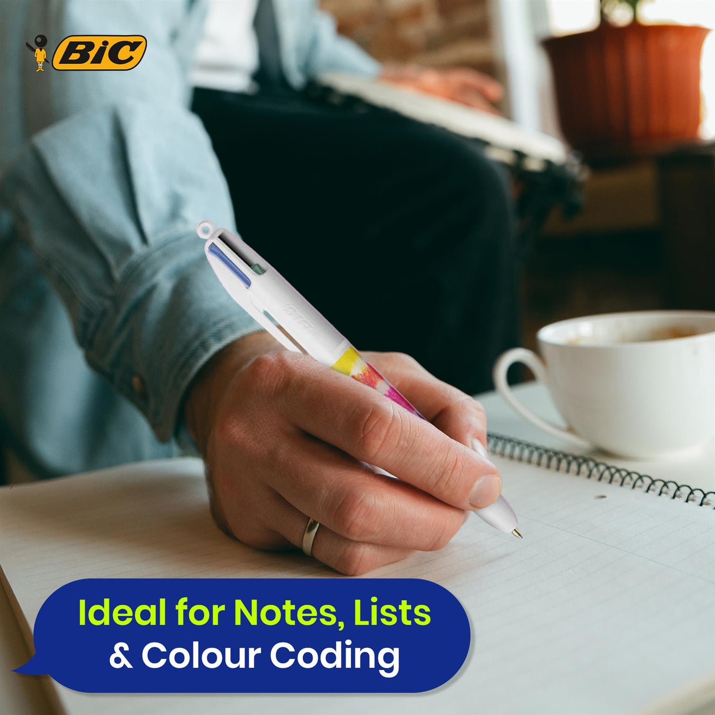 Bic 4 Colour Tie Dye - 1 Pen and 1 Tipp-Ex Mini Pocket Mouse Tie Dye - Blister Pack