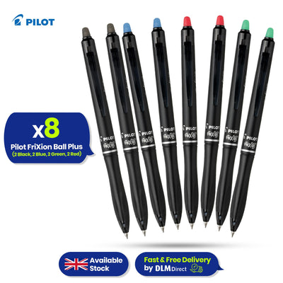 Pilot Frixion Ball Plus - Pack of 8 - 2 Black, 2 Blue, 2 Green, 2 Red