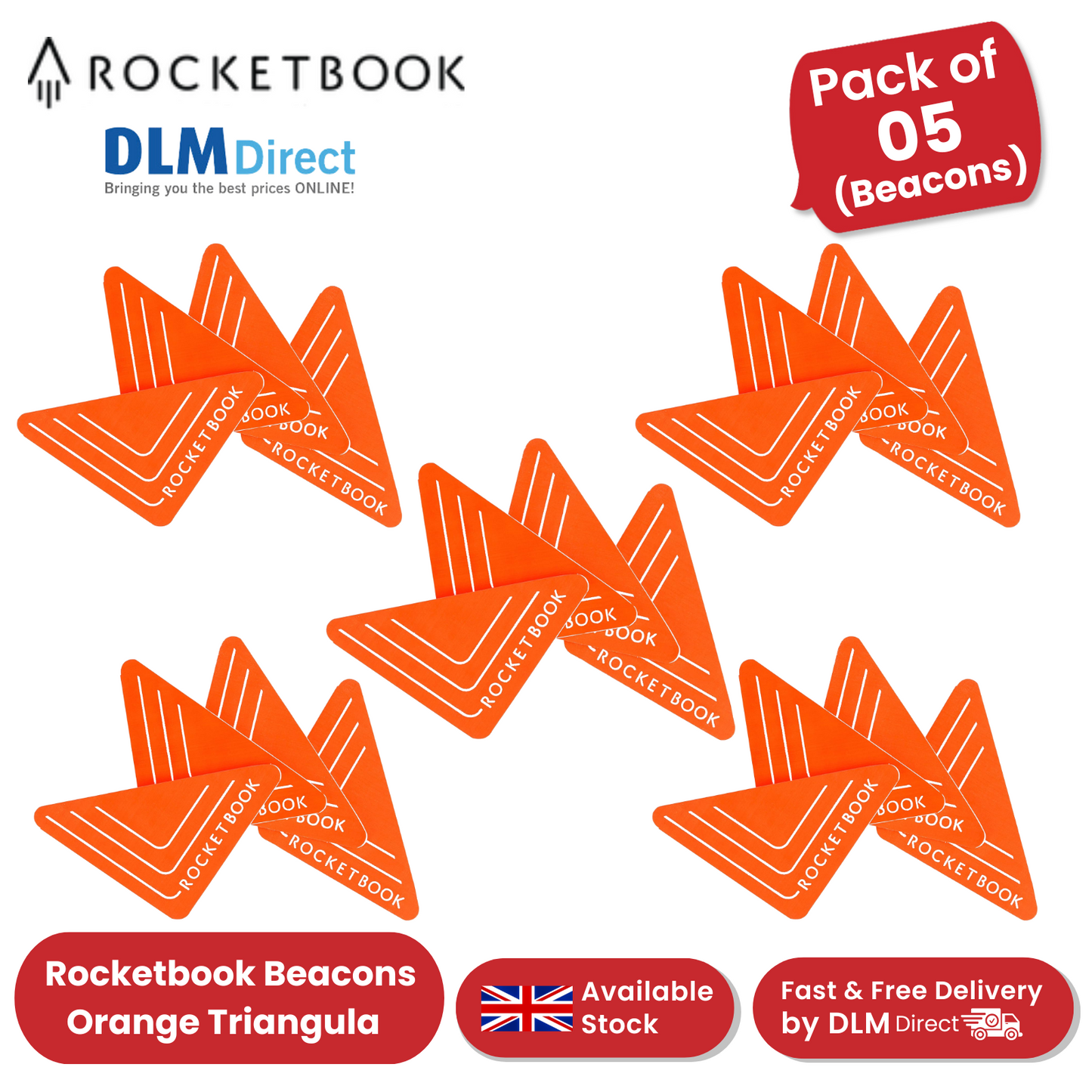Rocketbook Beacons - Reusable Whiteboard Scan Sticker for Digital Notes, pack 5