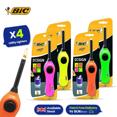 BIC Mega Standard Utility Lighter Design - Pack of 4