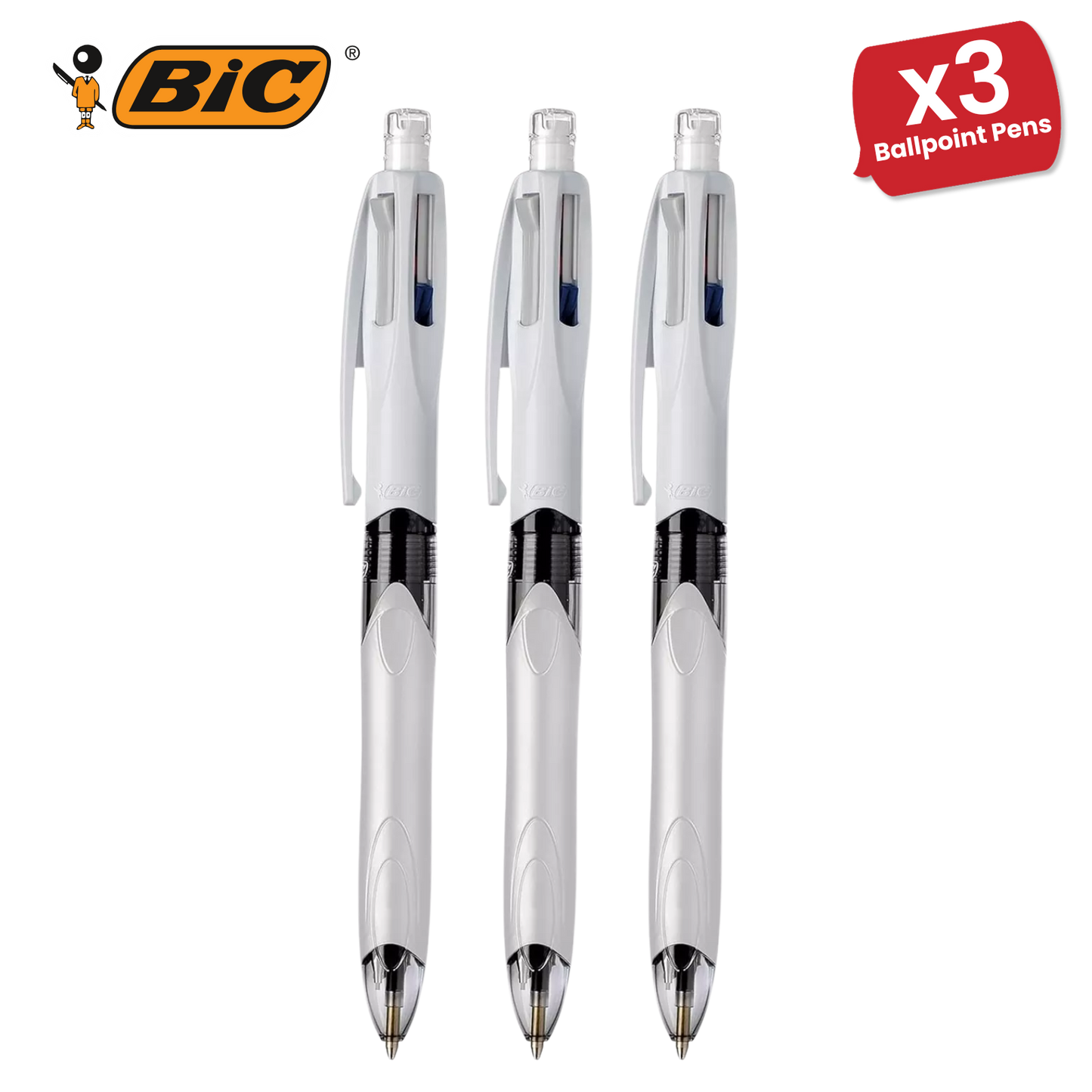 Bic 4 Colours Combination Medium Ballpoint Pen + Medium Mechanical Pencil