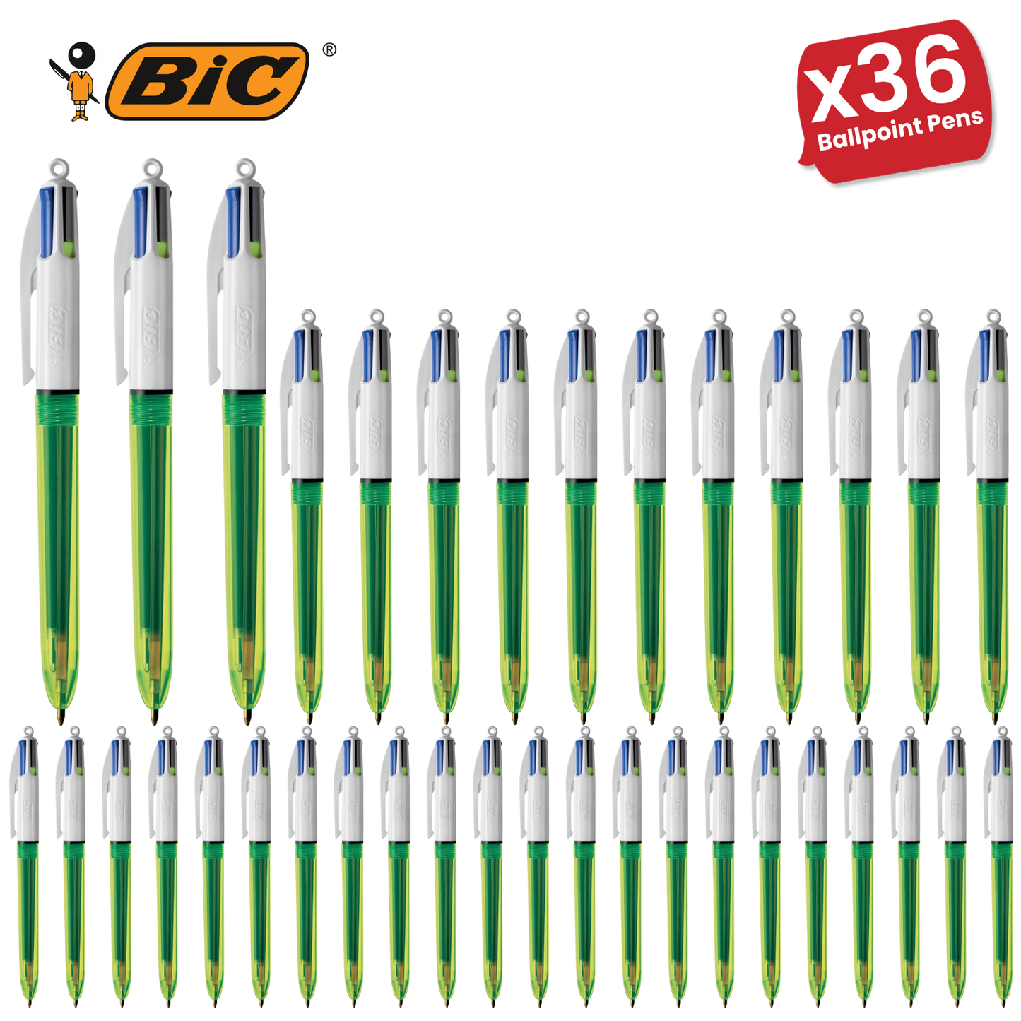Bic 4 Colours Fluo Retractable Ballpoint Pen - Pack of 1