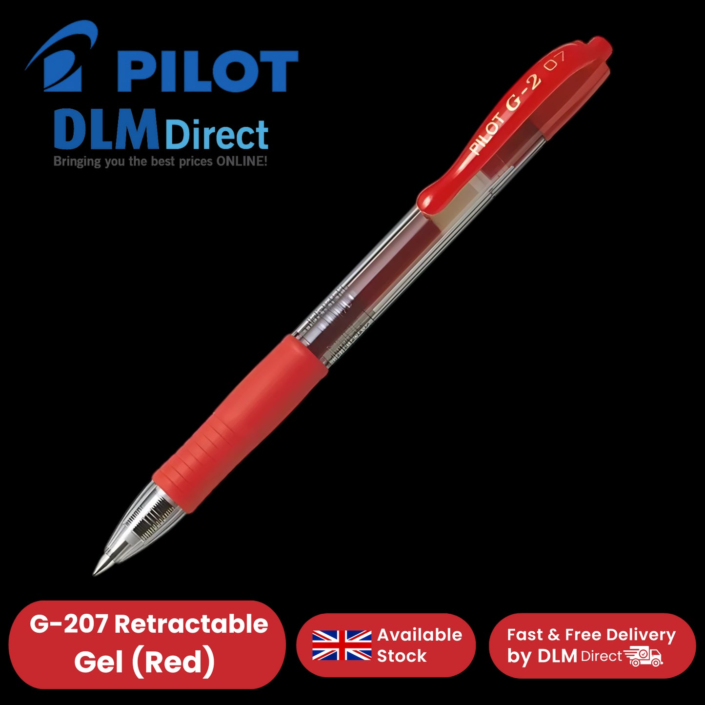 Pilot G207 Retractable Gel Rollerball 0.7mm Tip Smooth Single - Multi Pens Red