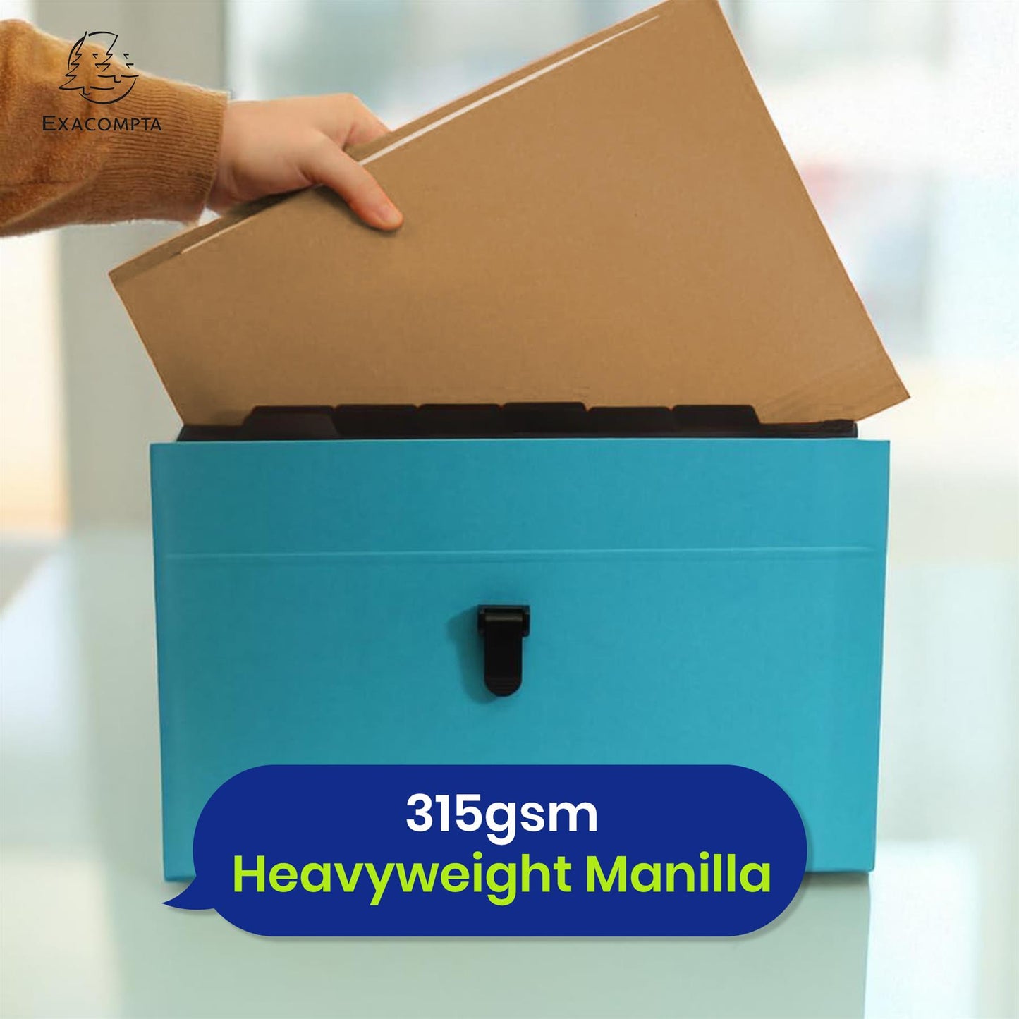 Exacompta Square Cut Folder Strong, 315gsm Manilla Holds A4 Foolscap Documents, Pack of 100 (Buff)