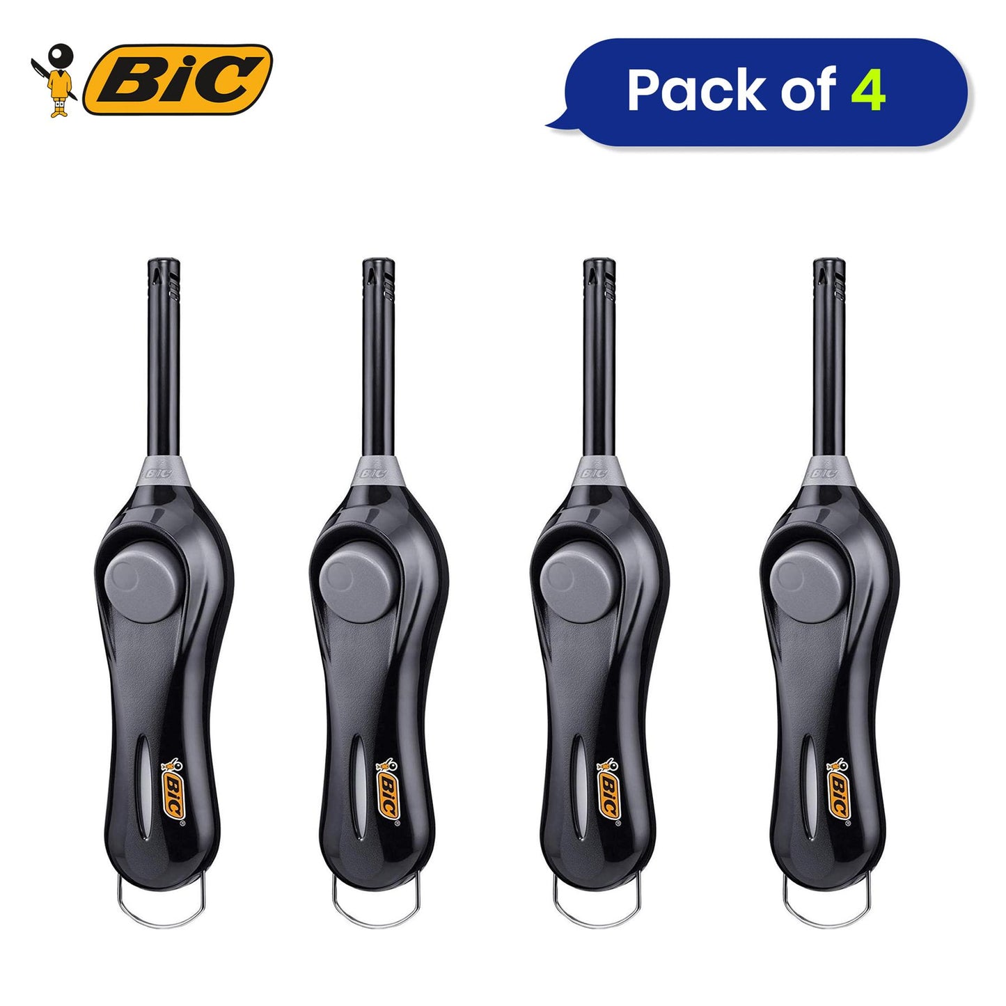BIC Mega Standard Utility Lighter Black- 2 x Blister Pack of 2
