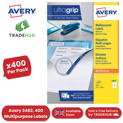Avery 3483 Multipurpose Labels, 400 Per Pack 105 x 148 mm, Permanent - 1 to 5