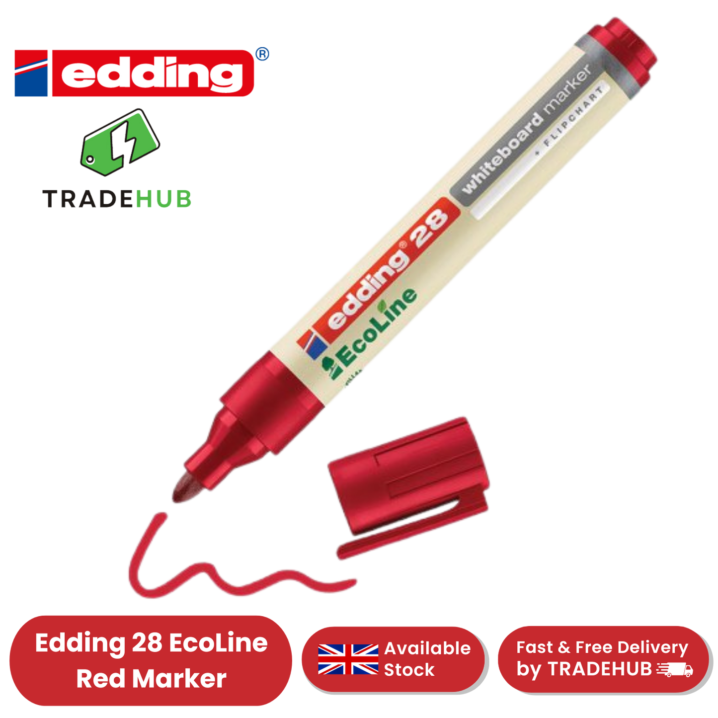 edding 28 Ecoline whiteboard marker - red  - round tip 1.5-3 mm