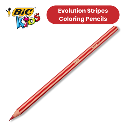 BIC Kids Evolution Stripes Colouring Pencils Assorted - Pack of 18