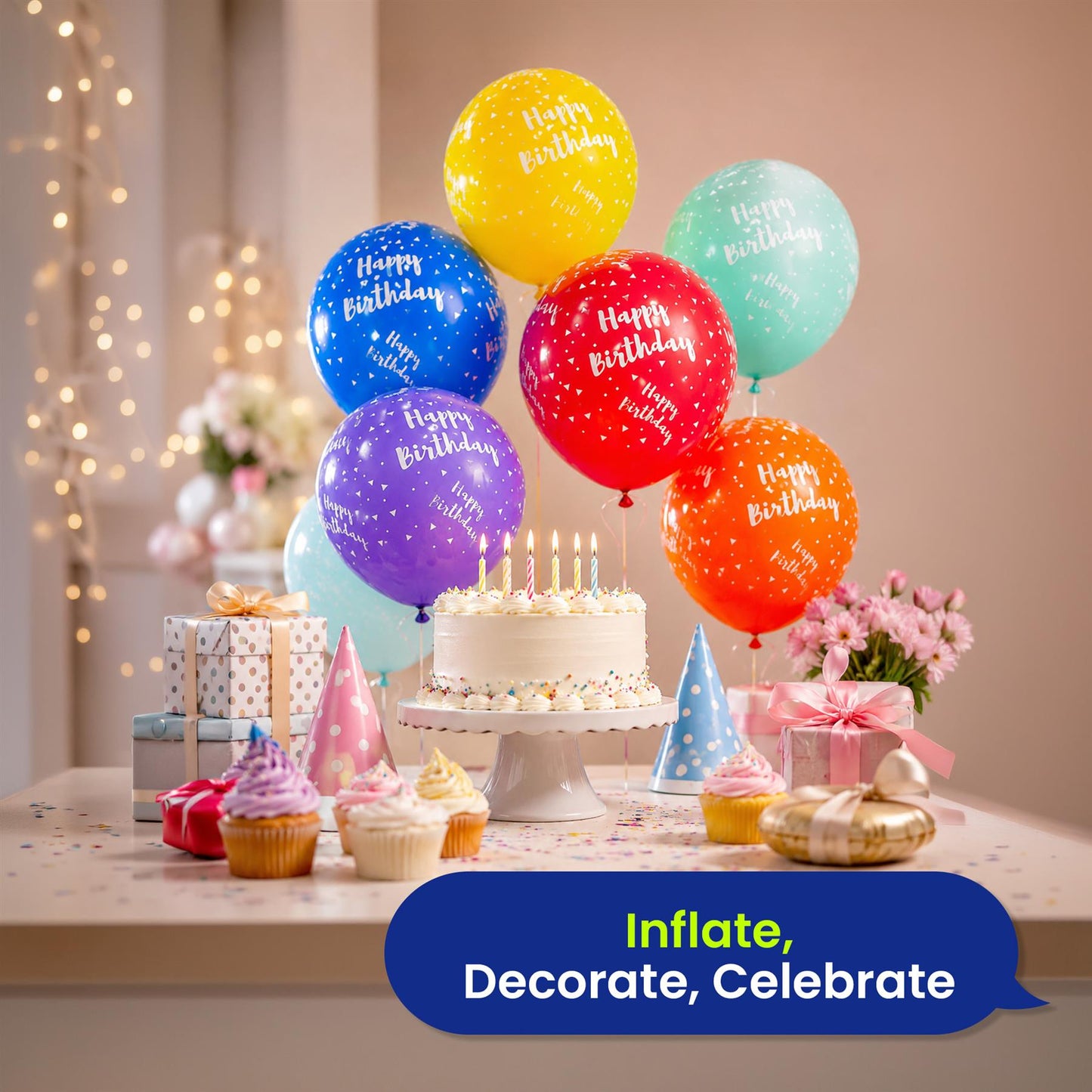Happy Birthday Balloon - 12 Inch Assorted colour Latex Balloons, Set of 6