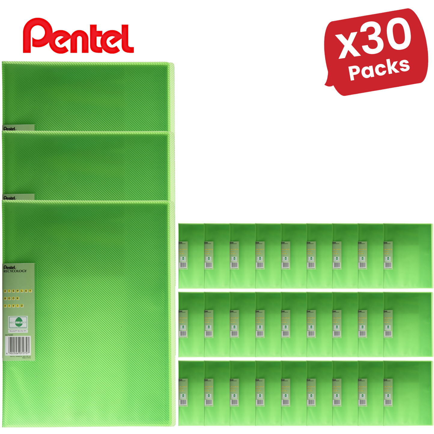 PENTEL RECY DISP BK VIVID 30PKT GREEN - Pack of 1