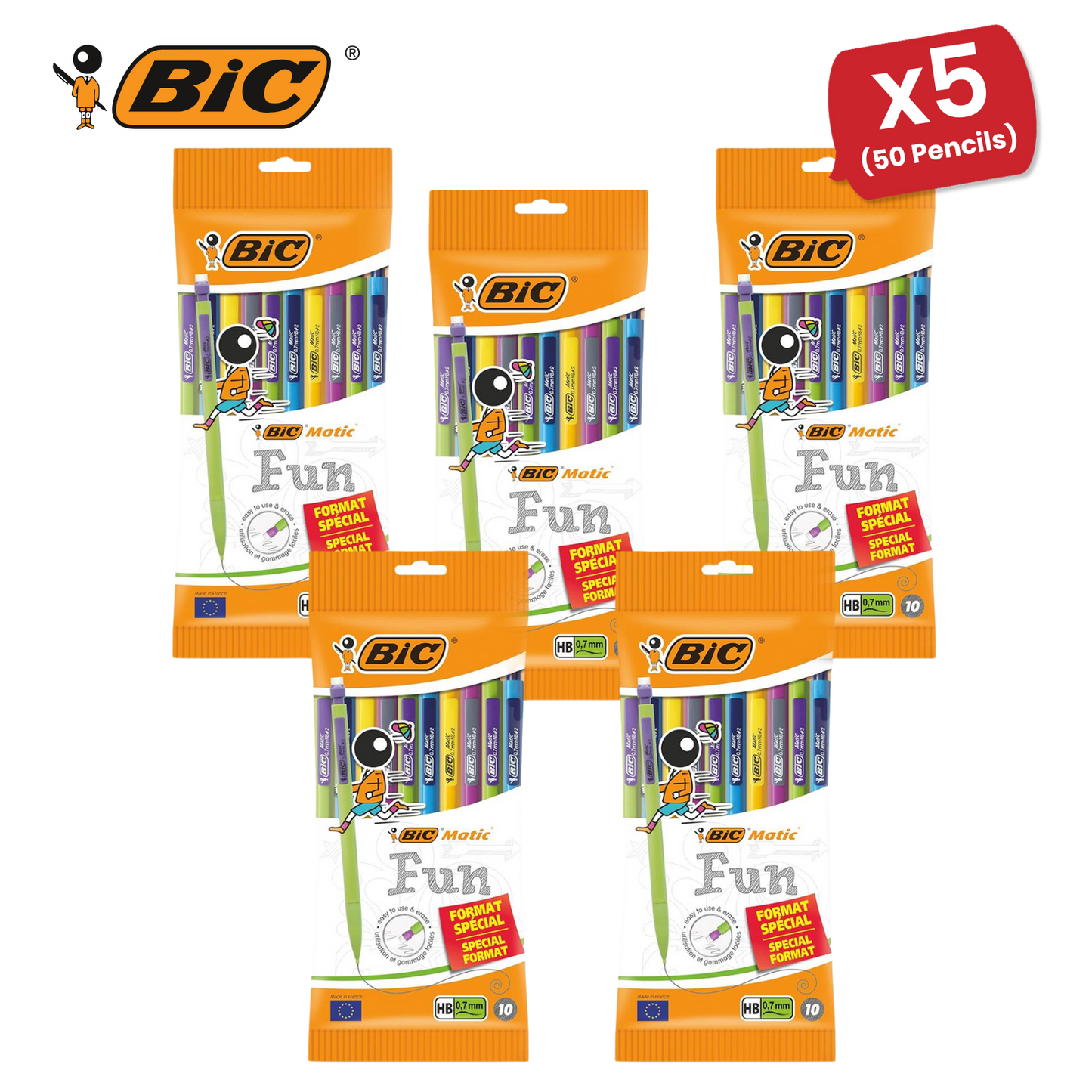 BIC Matic Combo Mechanical Pencils (Value Pack of 8, Plus 2 Free)
