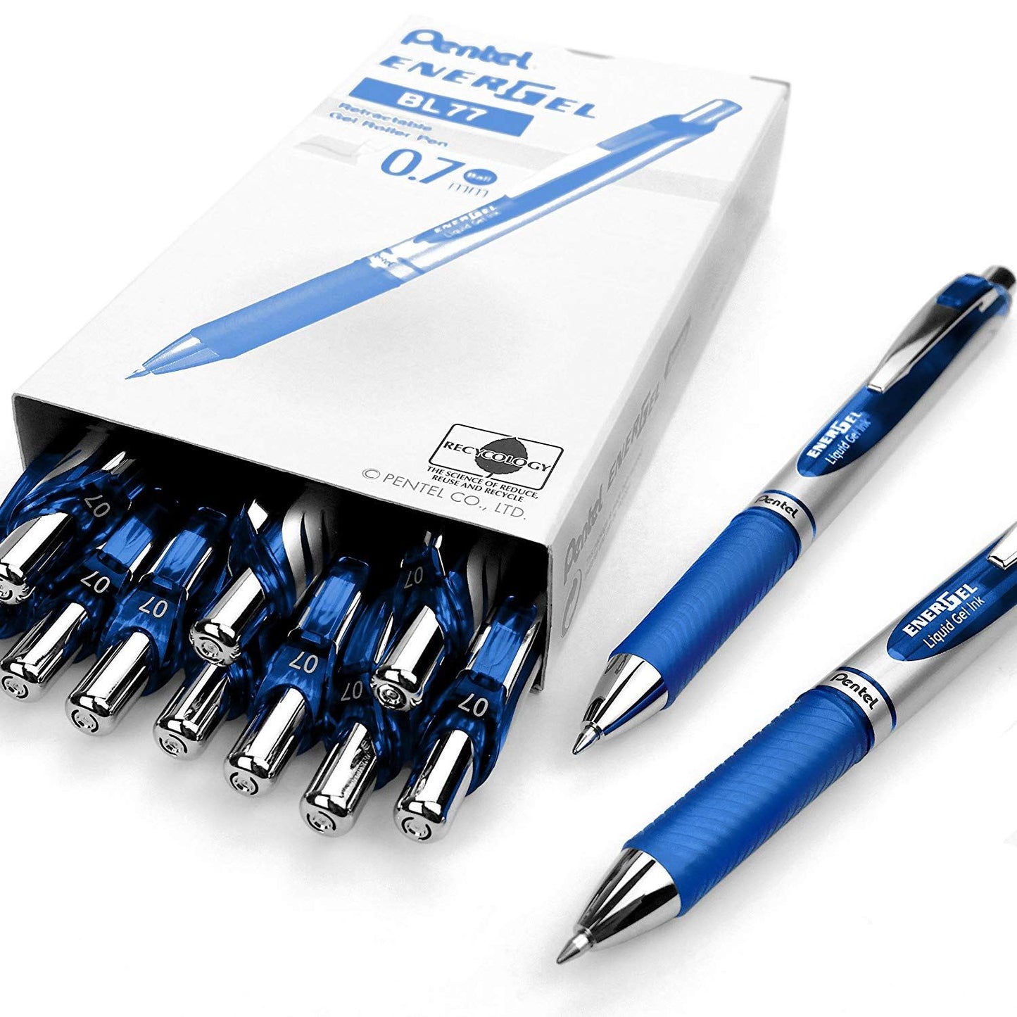 Pentel Energel XM Retractable Gel Pen with 0.7 mm Tip, Blue, Pack of 12 (BL77-CO)