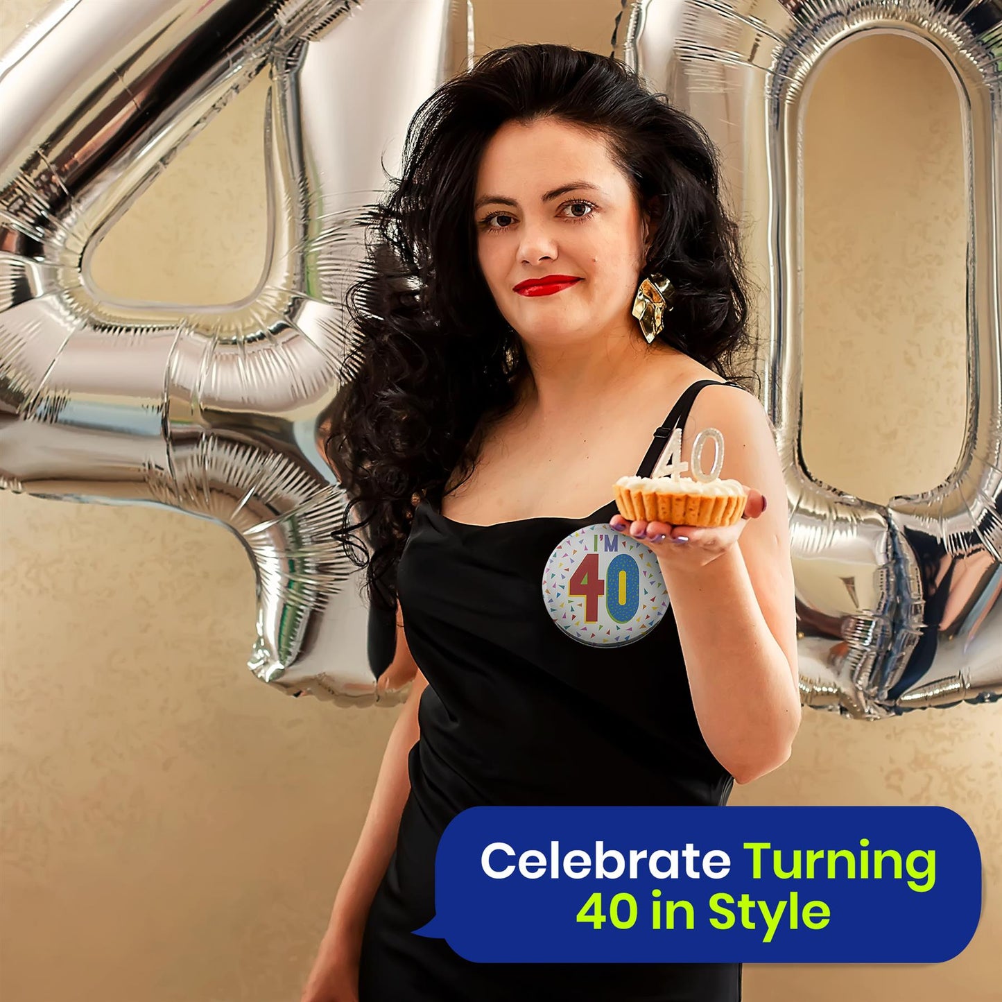 Silver 40th Birthday Badge 8.5cm Age Badge for Party Outfit and Celebrations