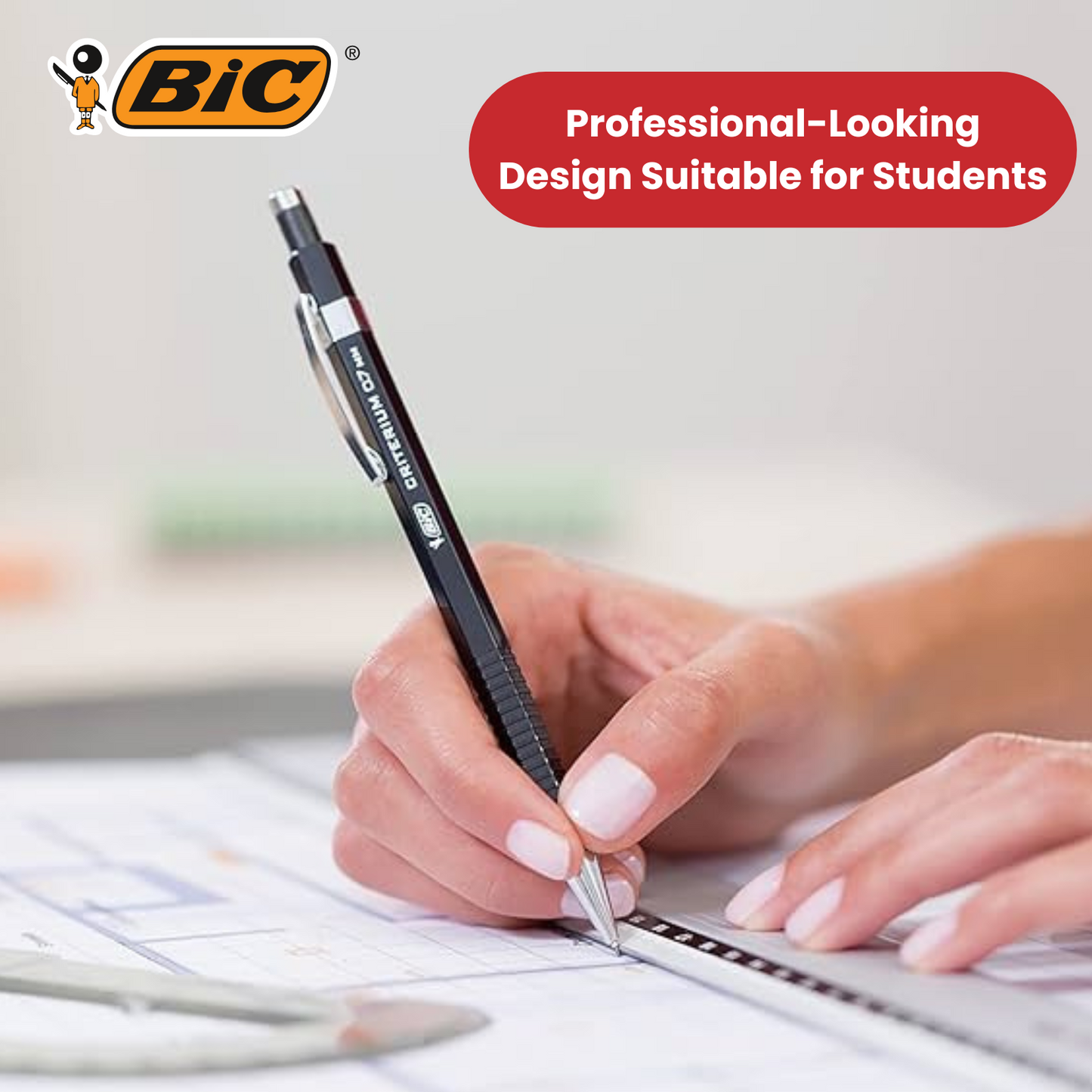 BIC Criterium 2mm Lead Mechanical Pencil  Plus 6 Leads),Black - Pack of 1 to 5