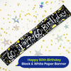 Happy 60th Birthday Black and White Banner 2.6m Party Decor for Milestone Celebration