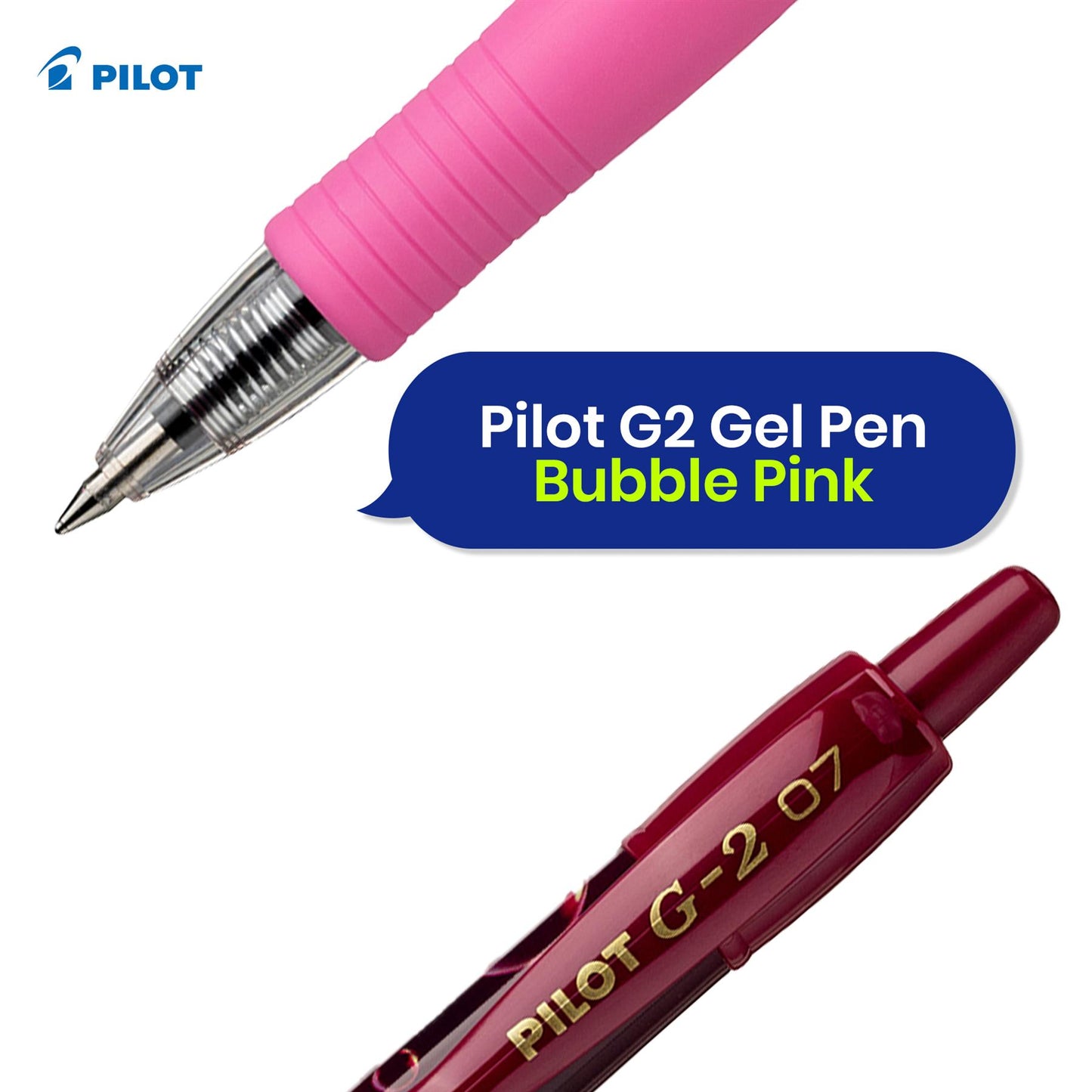 Pilot G2-07 - Bubbles - Pink - Blue Ink - Pack of 3