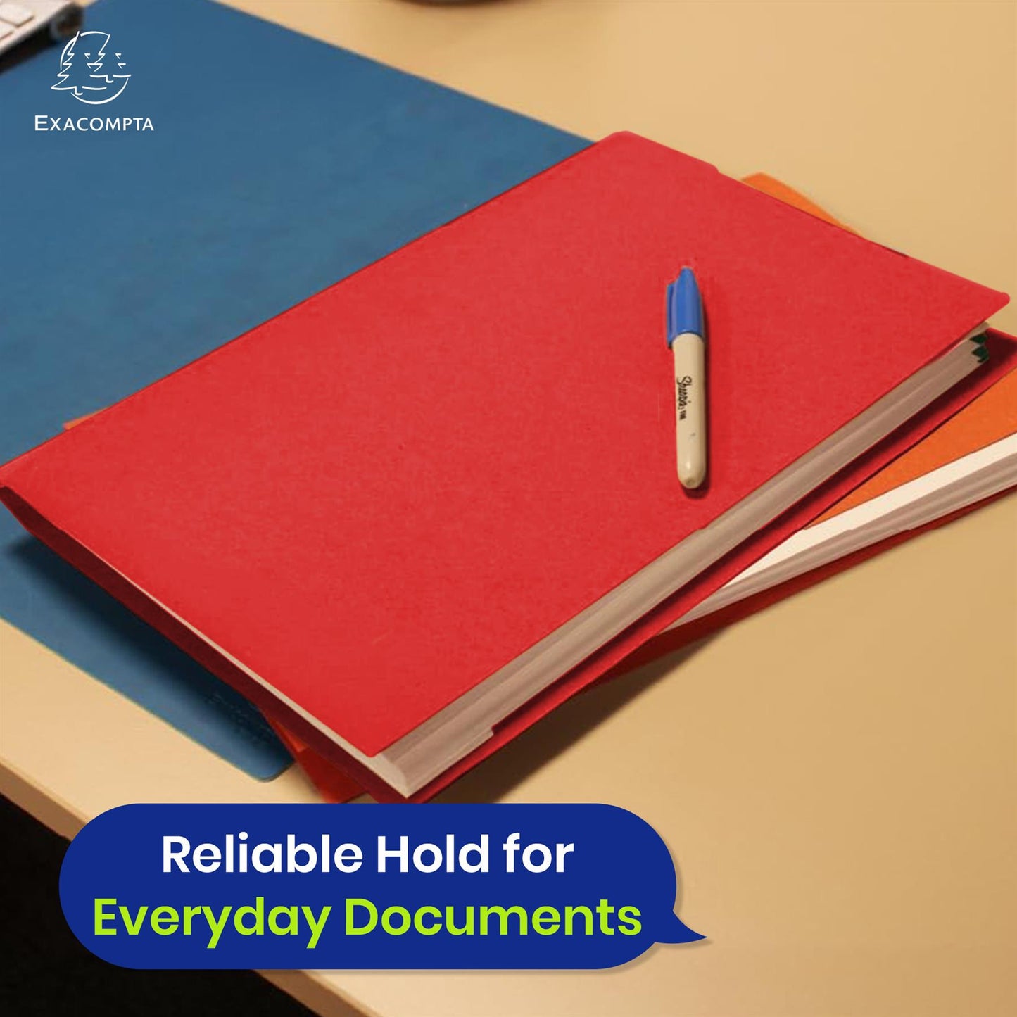 Exacompta Square Cut Folder Strong, 315gsm Manilla Holds A4 Foolscap Documents, Pack of 100 (Red)