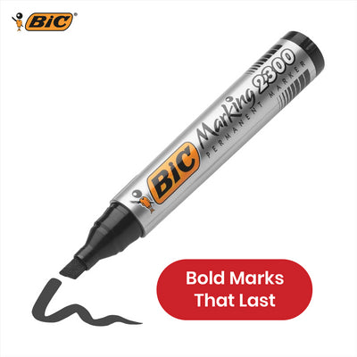 BIC Marking 2300 Permanent Marker - Chisel Tip Long-lasting Ink Black Marker Pen for School