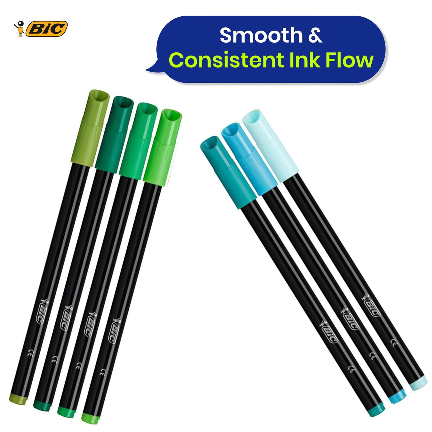 BIC Intensity Felt Tip Pens 24 Pack Fine Nib Washable Vibrant Ink