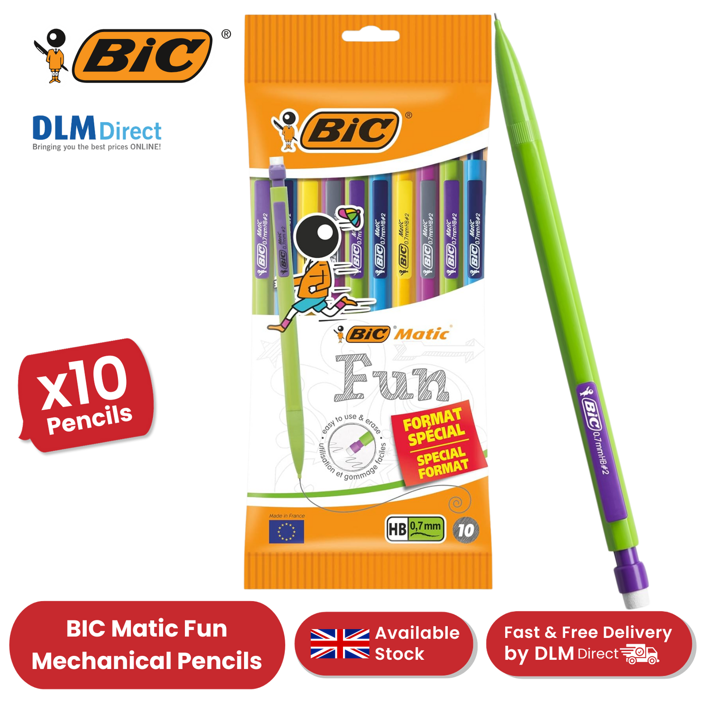 BIC Matic Combo Mechanical Pencils (Value Pack of 8, Plus 2 Free)