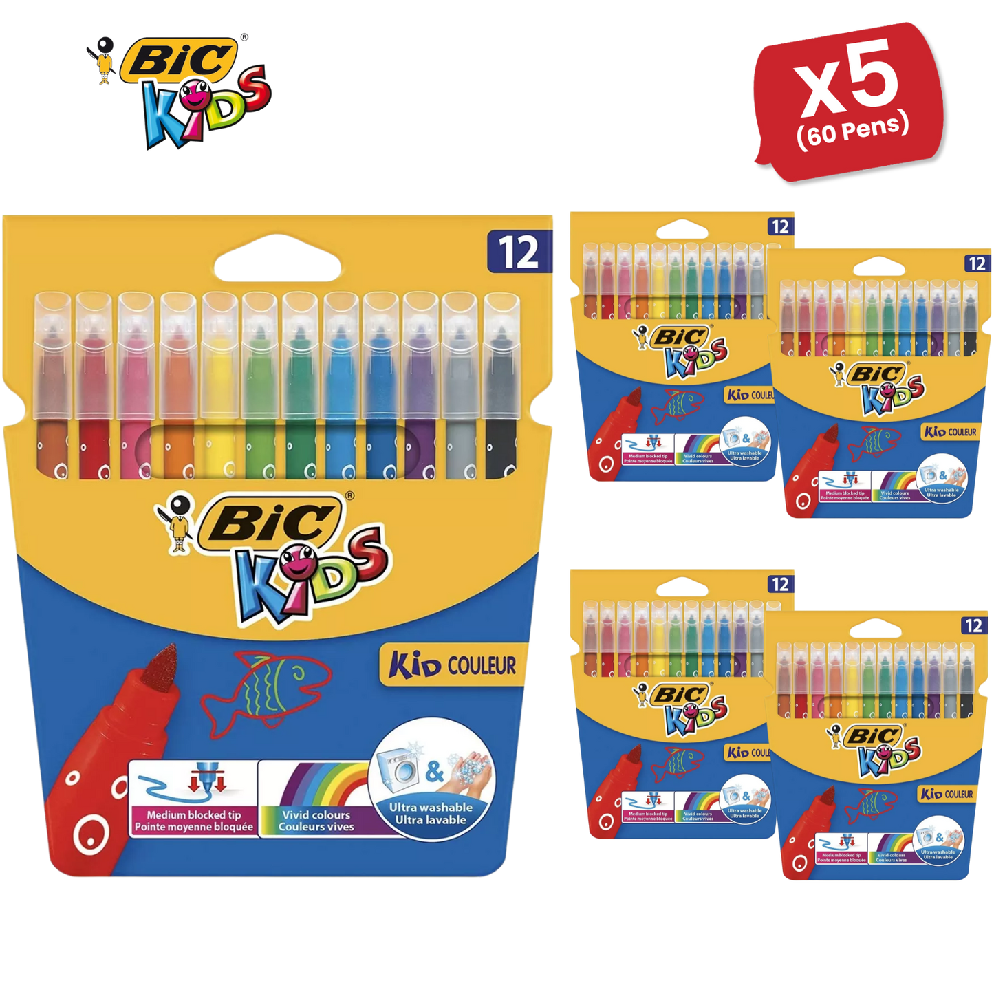 BIC Kids Kid Couleur Baby Colouring Pens Assorted - Pack of 12