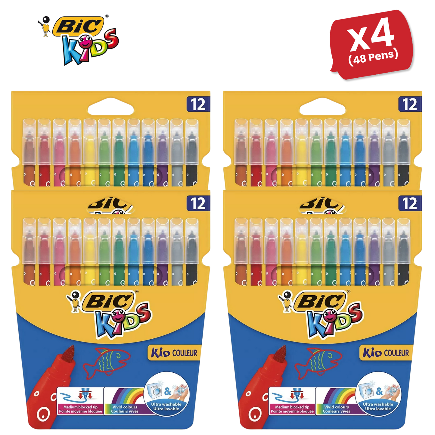 BIC Kids Kid Couleur Baby Colouring Pens Assorted - Pack of 12