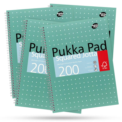 4x Pukka Pad A4 Metallic Squared & Lined Notebooks 200 Pages 80GSM Wirebound