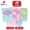 Pukka Pad Project Book - Assorted Pastel Divider Notebook, 200 Pages A4 Notepad for Meetings