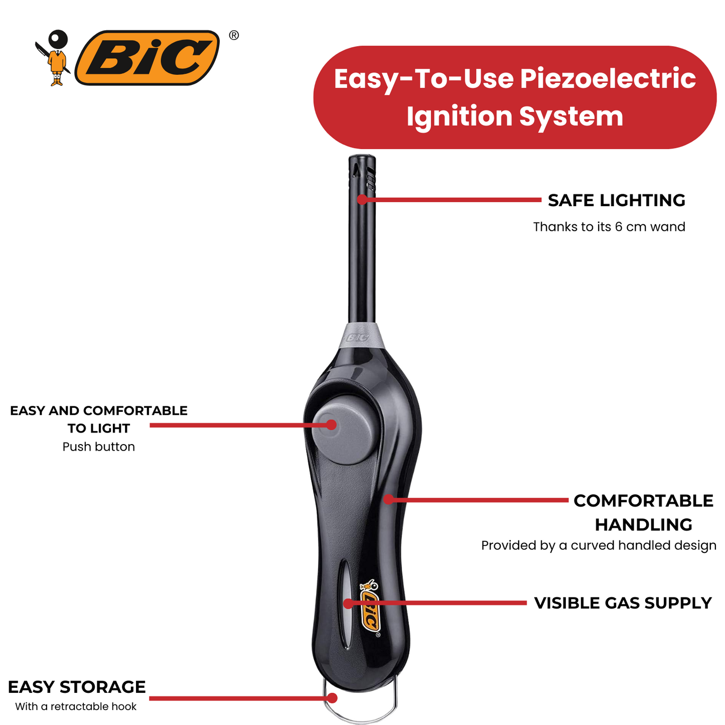 BIC Mega Standard Utility Lighter Blue & Black - Box of 10