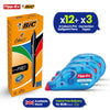 BIC 4 Colours Pro Retractable Pens Box of 12 with Tipp-Ex Pocket Mouse Correction Tape Pack of 3