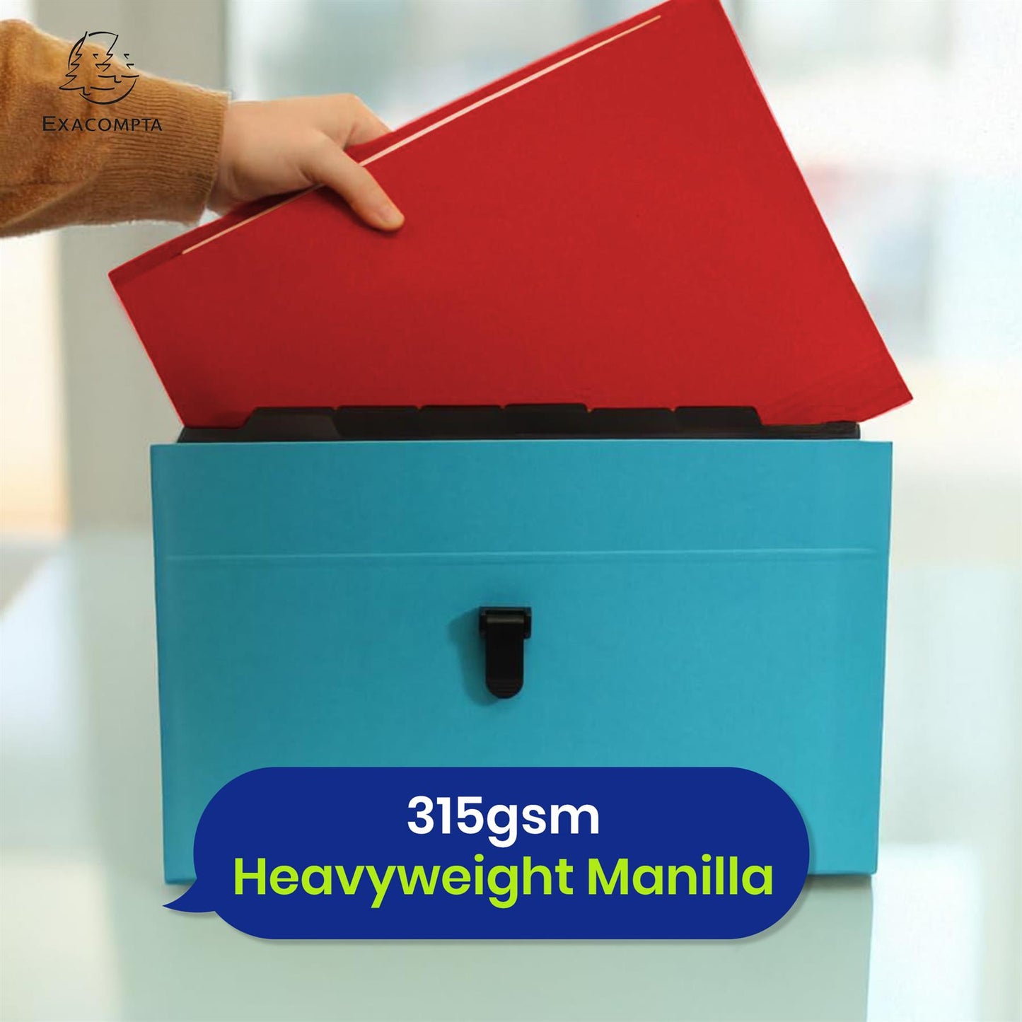 Exacompta Square Cut Folder Strong, 315gsm Manilla Holds A4 Foolscap Documents, Pack of 100 (Red)